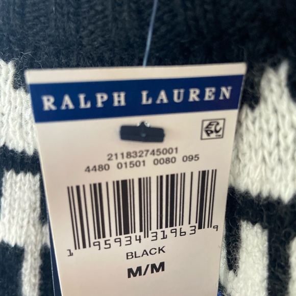 🔖 XS RALPH LAUREN POLO Sweater Fair Isle Italian Yarn Blue Black White - Picture 7 of 12